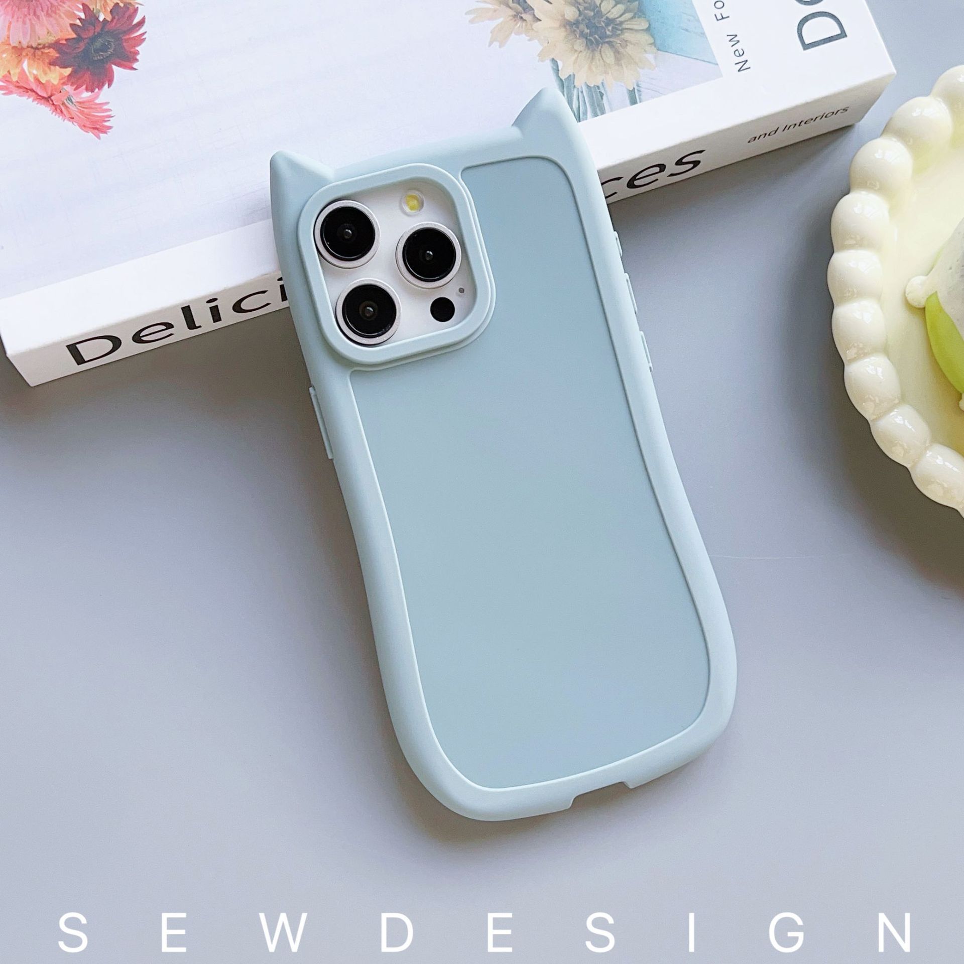 Miniatura y transparente para orejas de gato para Apple 16 caso de teléfono celular iphone 15pro personalidad creativa 13pro nicho 11