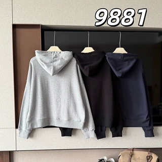 9881 青岛仓秋冬季新品 女士韩系连帽口袋廓形卫衣 松弛感帽衫