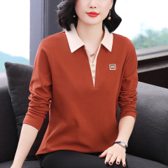 翻领棉女士体恤2025年秋装韩版宽松胖mm大码洋气时尚上衣POLO衫
