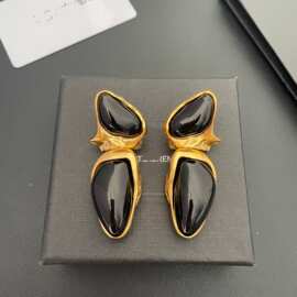 欧美YS个性法式黑色水晶耳环小众设计感高级耳夹冷淡风女复古耳饰