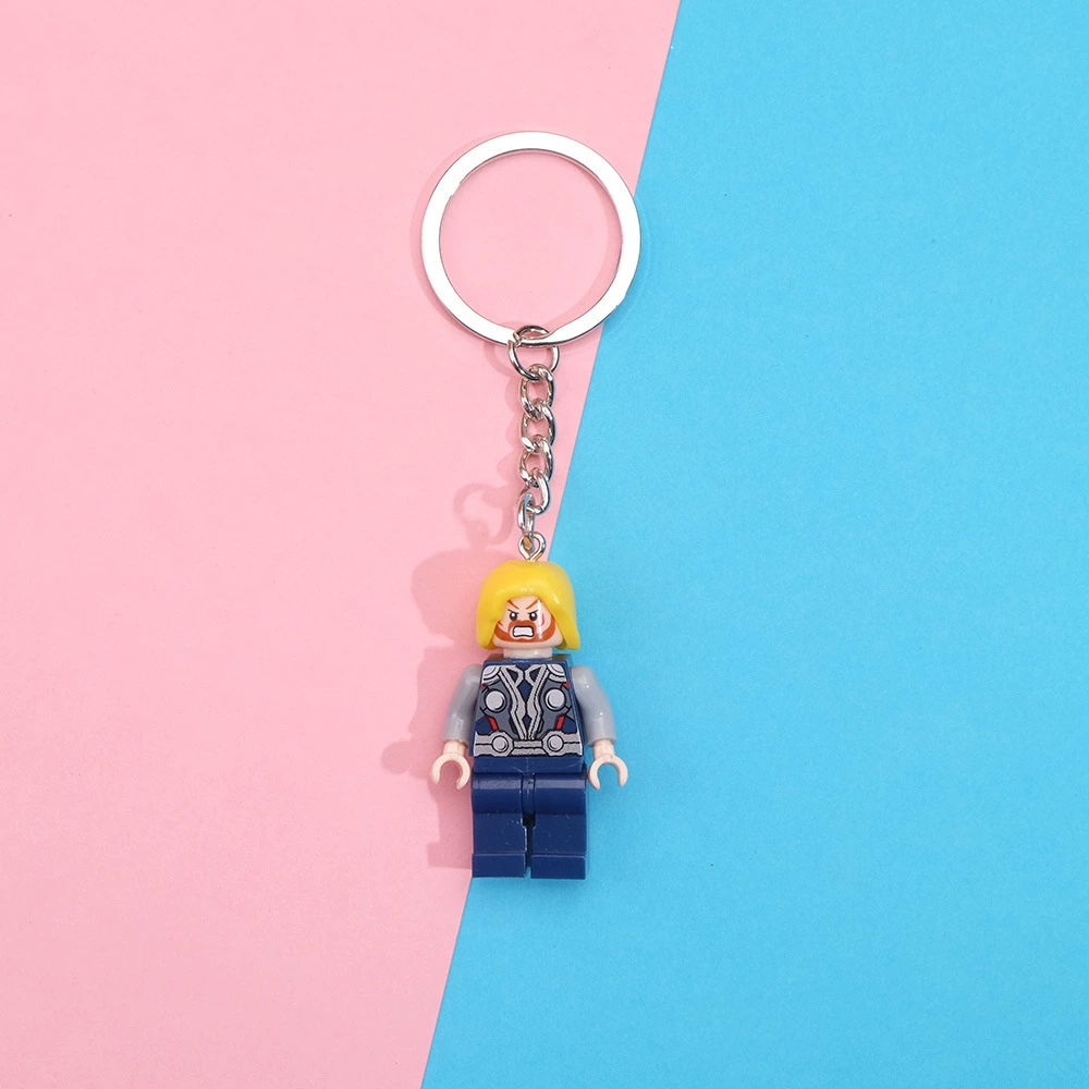Keychain constructor pendant, cute character mini-figure keyring, plastic, assorted designs