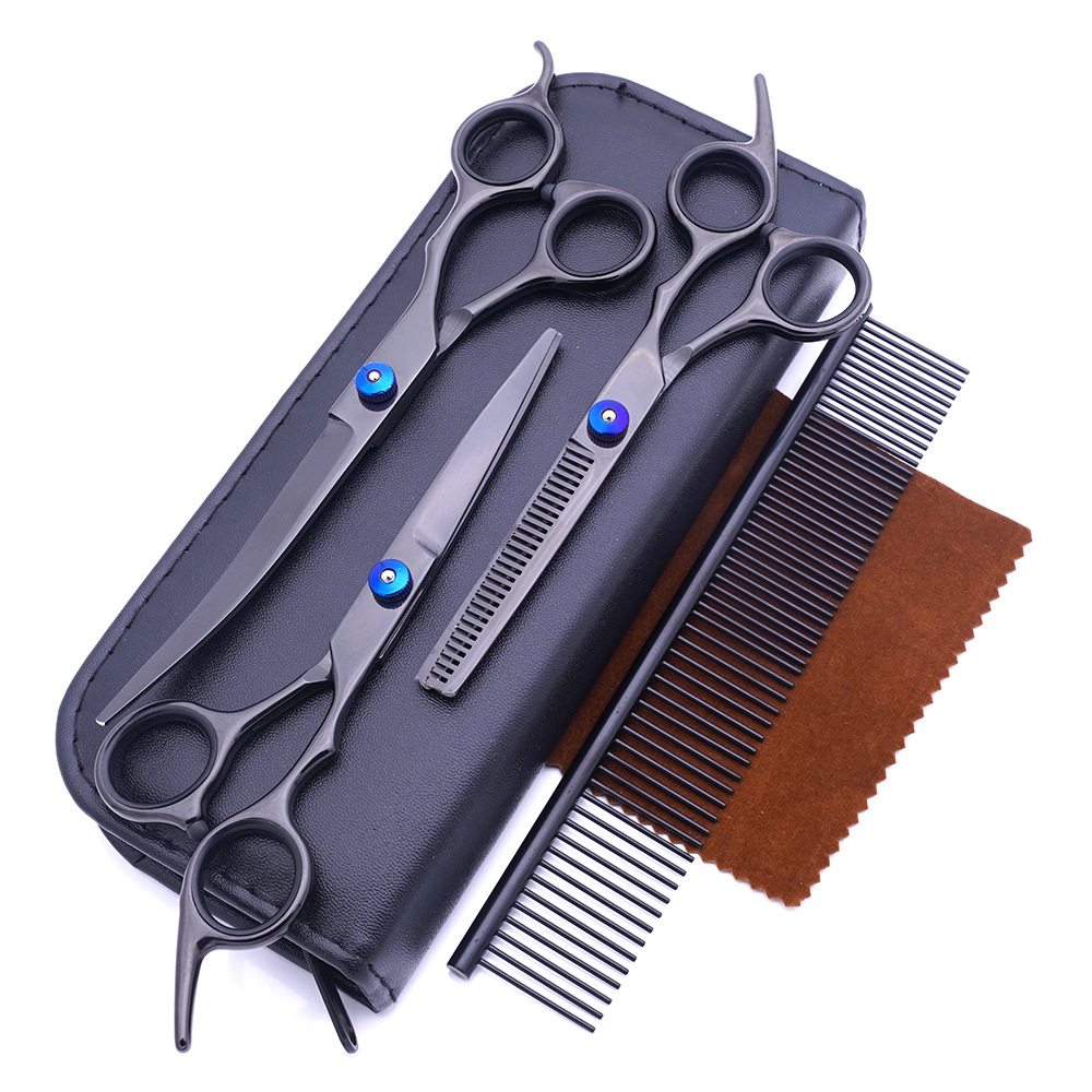 Tijeras para mascotas, tijeras de corte de pelo para perros, tijeras de dientes delgadas profesionales, tijeras de corte de pelo, tijeras de pelaje, juego de herramientas de limpieza