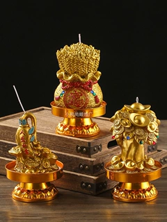 新品造型蜡烛灯供佛奉酥油灯长明家用节庆防风罩莲花蜡烛灯不流蜡