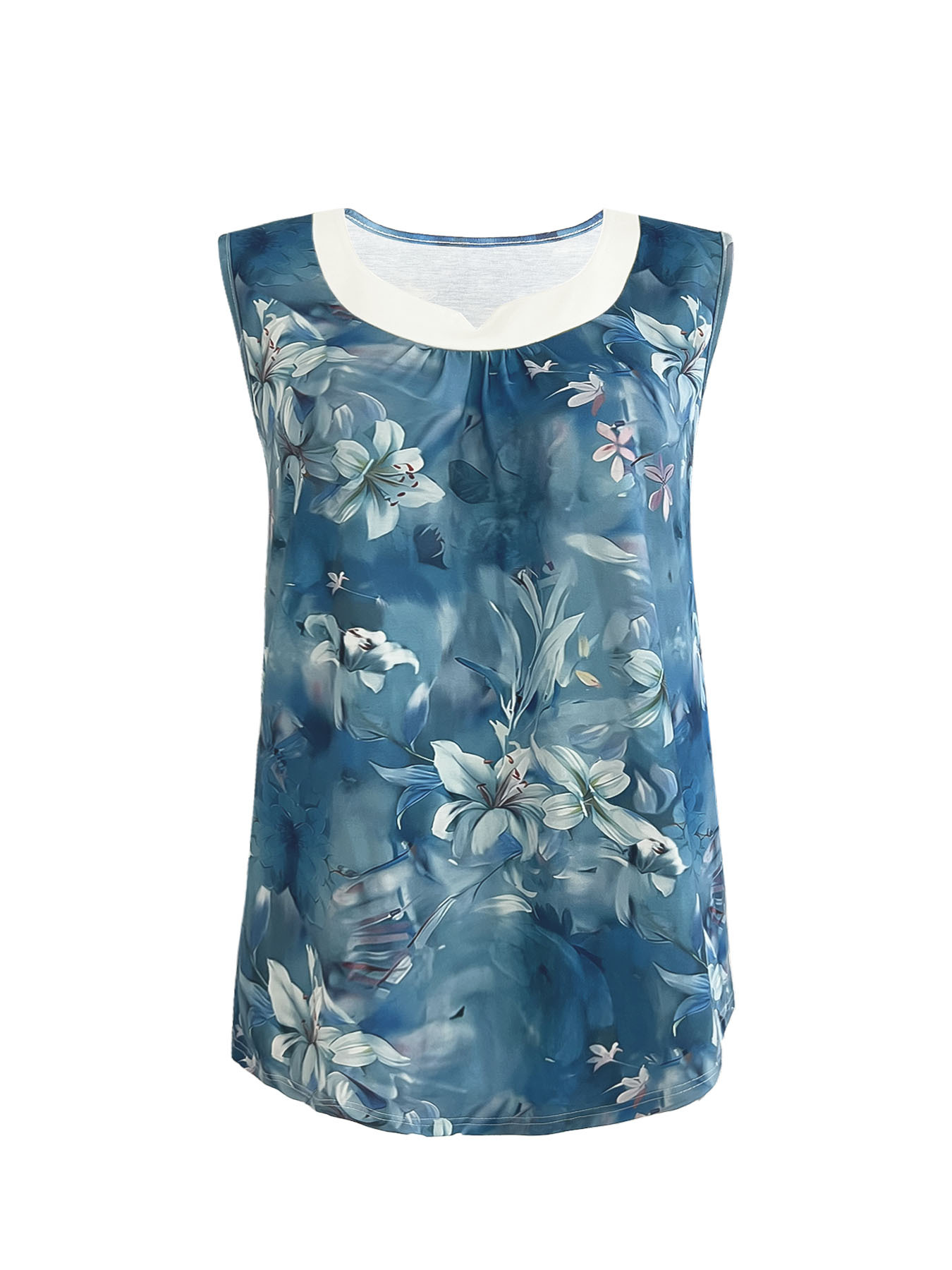 Canotta donna scollo a v senza maniche blusa estiva morbida_voghion.com