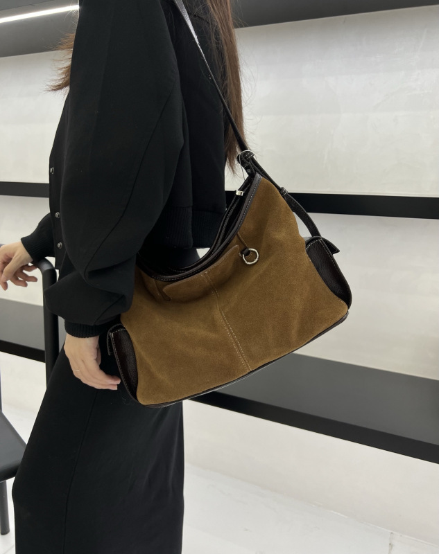 李娜山下同款磨砂牛皮单肩包大容量通勤气质女包秋冬时尚斜挎包|undefined