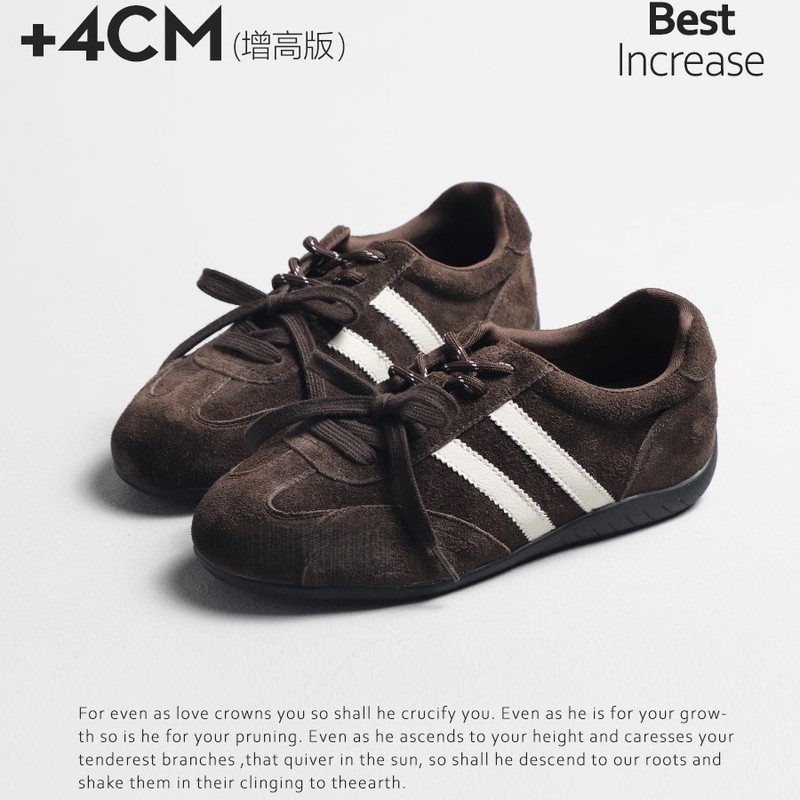 【Chao Bu Nan】Casual Shoes 4cm Internal Height-Increasing Version German Training Shoes Women's Retro Sneakers Autumn 2026 Spring New Model