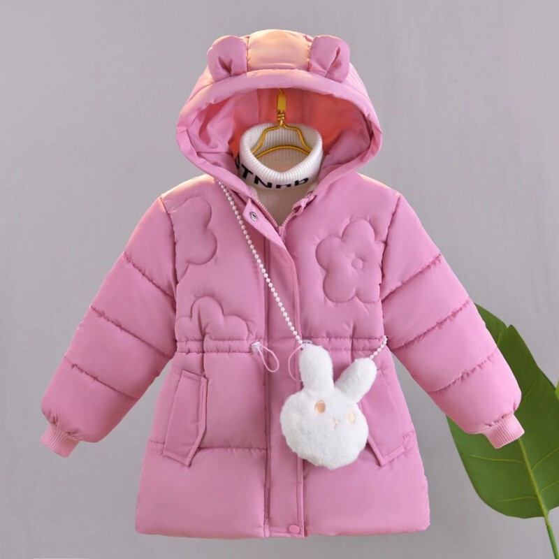 Girls' Cotton-Padded Jacket 2025 New Style Foreign Style Small and Medium-Sized Baby Winter Cotton-Padded Jacket Thickeneded Cartoon down Cotton Jacket