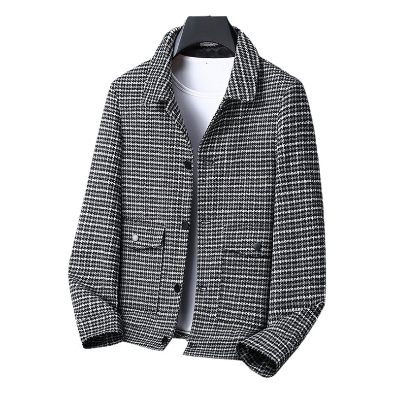 Plus-Size Men's Jacket with a Turn-Down Collar, Casual Outerwear, Stylish for Autumn and Winter, Oversized Trendy Brand, Versatile, Loose Fit for Young Men