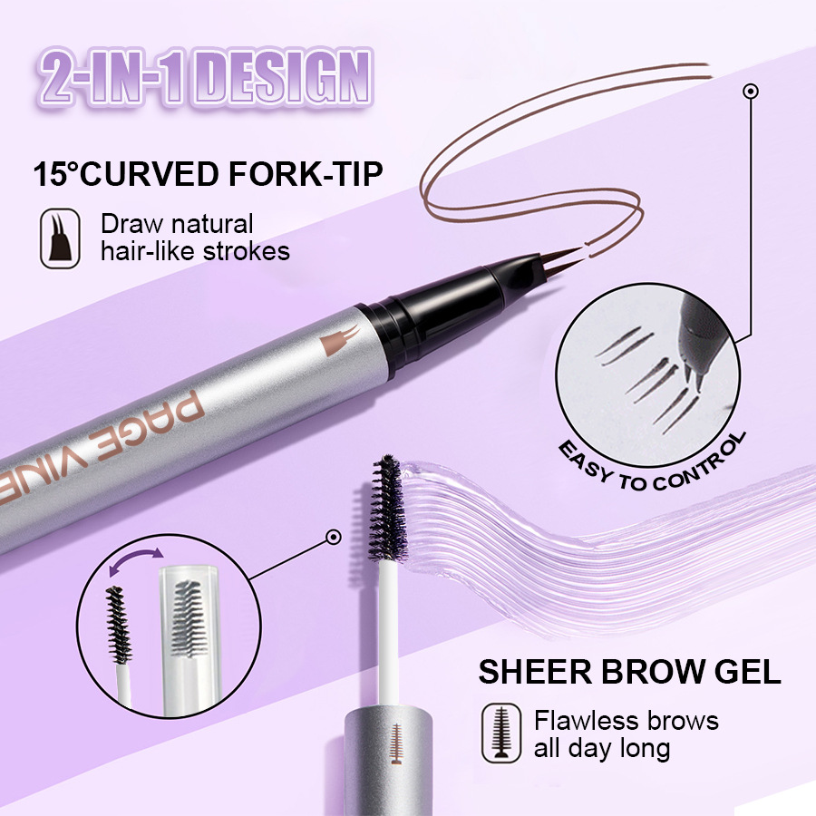PAGE VINE maquillaje impermeable a prueba de sudor, lápiz de cejas duradero de alta calidad, cepillo de cera de cejas, comercio exterior image 2