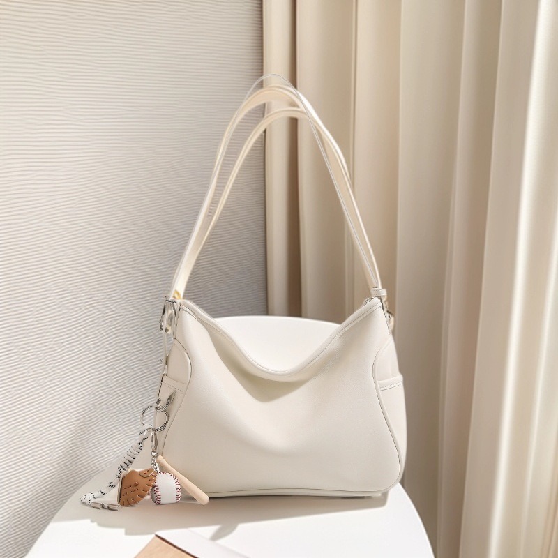 2025新款潮小众设计白色可乐包百搭大容量通勤手提单肩斜挎托特包