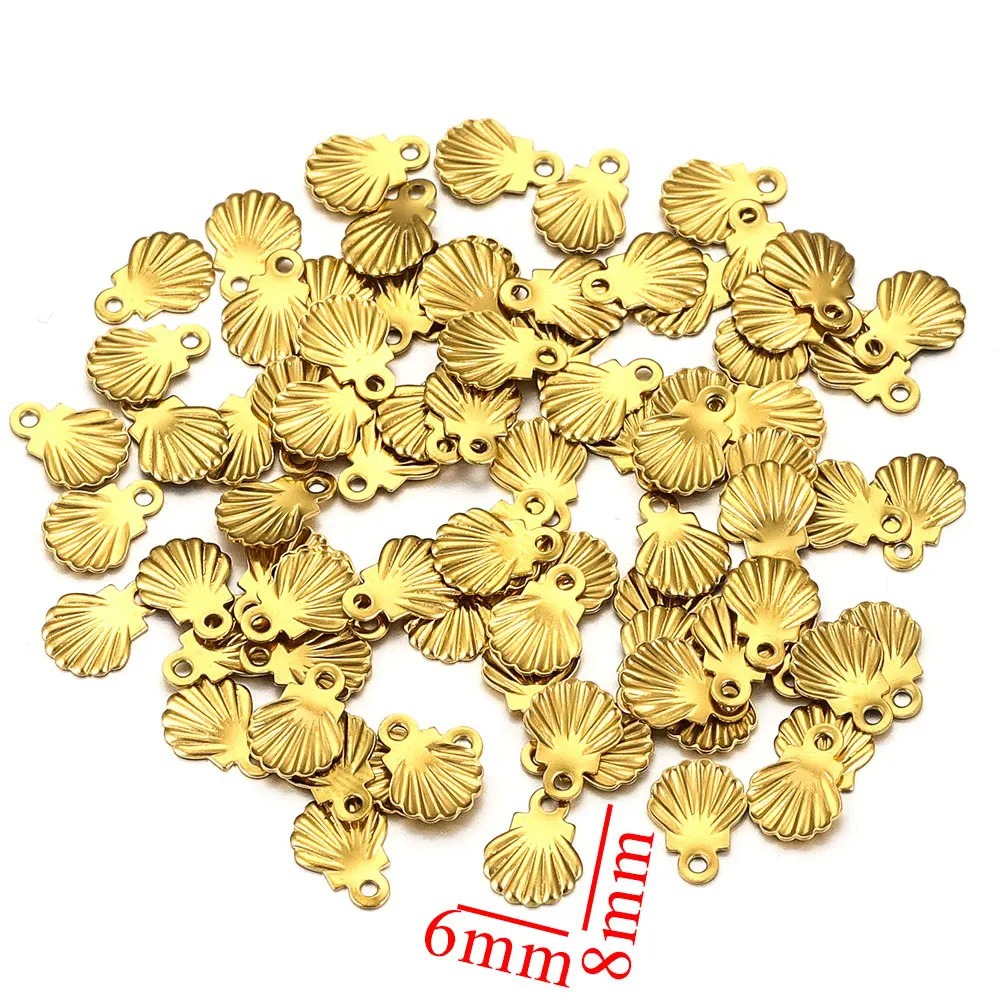 Colgante de concha de abanico de oro de 18 quilates colgante de oreja de bricolaje colgante de material hecho a mano collar de vacío de acero inoxidable colgante pequeño image 9