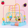 wooden  children Early education Puzzle shape colour cognition Eye Coordination Beading Building blocks Puzzle Toys fruit Round the bead
