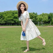 碎花夏装儿童裙子洋气夏天新款2024季纯棉短袖中大童女童连衣裙夏