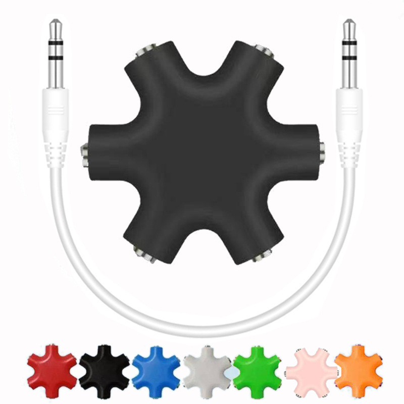 One-To-Five Audio Splitter 3.5mm Snowflake Type One-To-Five Headphone Music Sharer Distributor Splitter