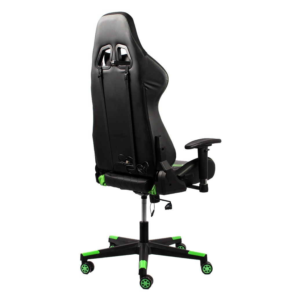 E-sports silla RGB LED caballo corriendo luz pesada PU cuero ajustable estilo de carreras columpio Silla de juego Verde 784