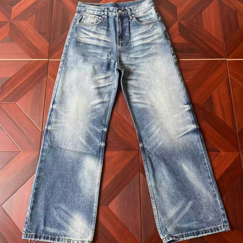 American High Street Cow King Series 05 A-Line Heavy Washed Blue Straight Loose Cleanfit Jeans