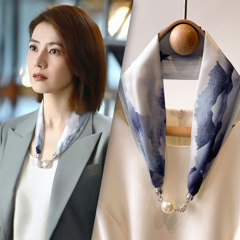 Women's Day magnetic suction convenient small scarf women's popular spring and summer versatile neck protection necklace small long scarf women's thin