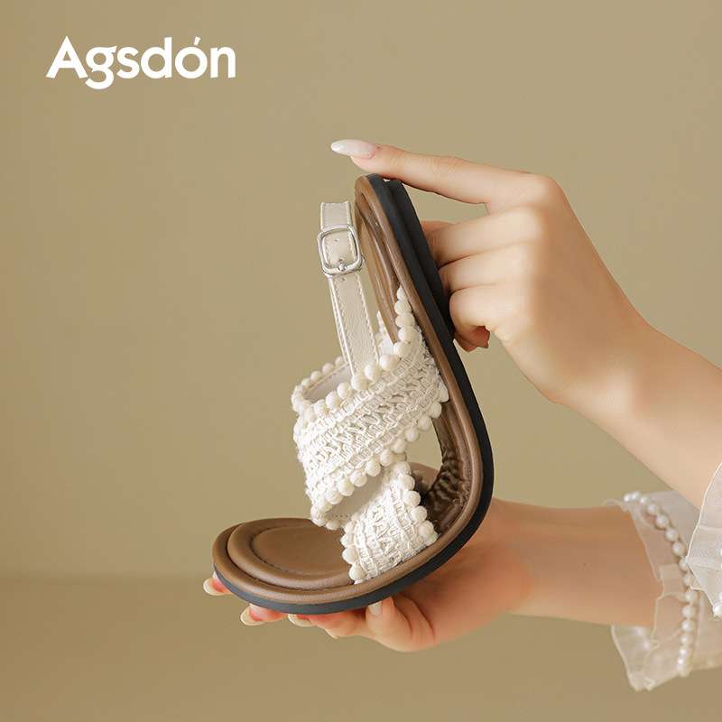 Augustion sandalias planas mujer 2025 nuevo estilo verano con falda sandalias de playa francesa