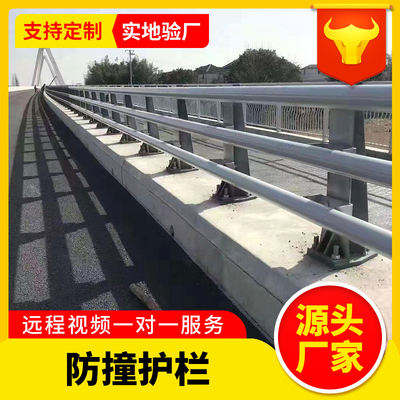 来图定 制桥梁防撞护栏Q235碳钢喷塑公路高架桥防撞护栏工厂
