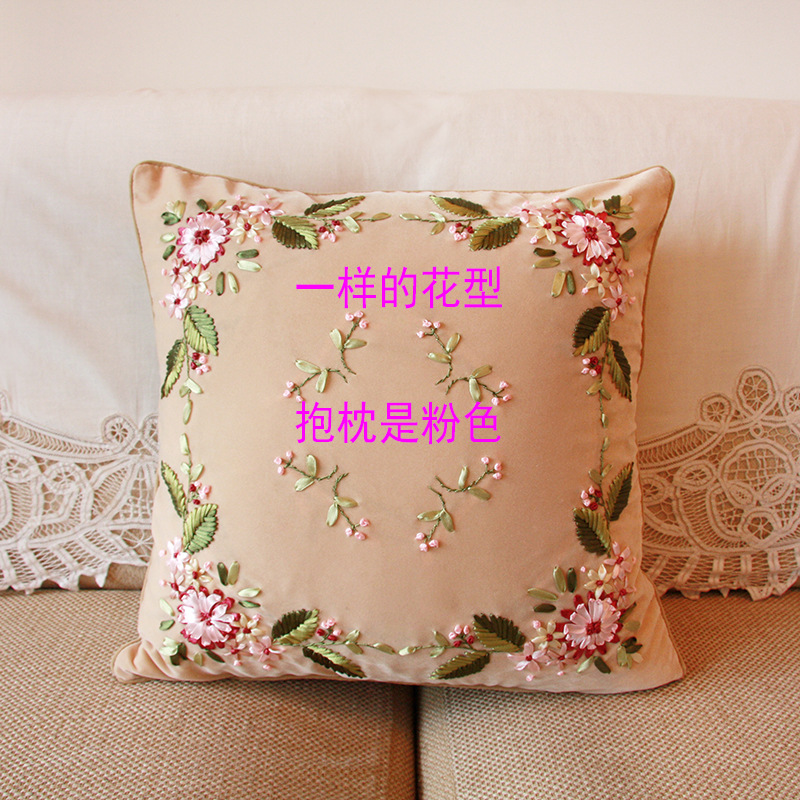 Jinhao bordado fábrica al por mayor hecho a mano bordado de punto de cruz DIY bordado cinta cojín almohada Rosa belleza