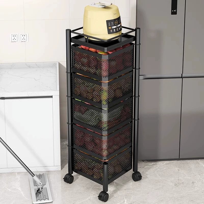 厨房蔬菜置物架多层家用落地收纳多功能旋转菜篮子果蔬水果零食|undefined
