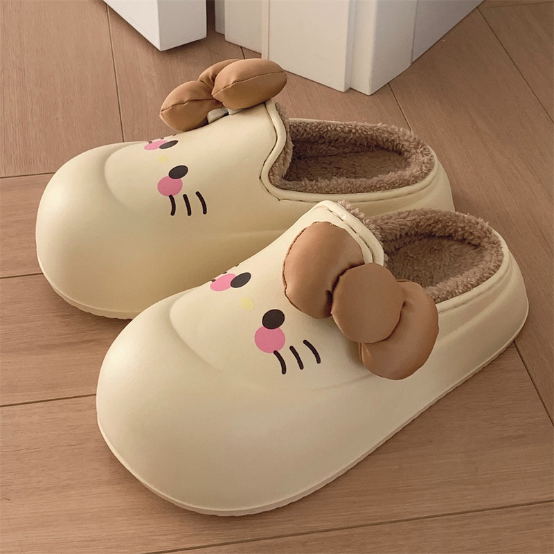 細い条の少女の心のかわいいウサギの厚い底の綿のスリッパの秋冬のファッションの外は家庭のEVA防水の綿の靴を着ます。|undefined