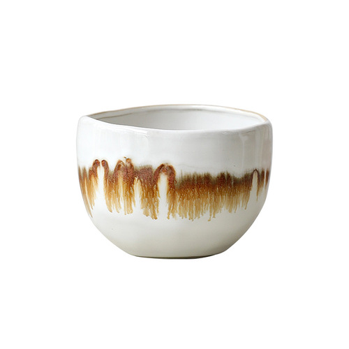 Creative irregular shape desktop landscape green plant pot flow glaze niche design ceramic mini flower pot
