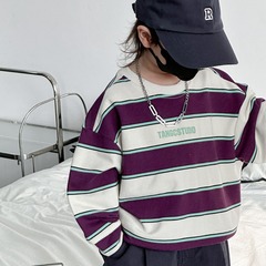 Children's Sweatshirt 2024 Spring New Arrival Baby Long Sleeve Striped Top Boys Printed Sweatshirt Kid Fashion Wearable Children's Clothing
