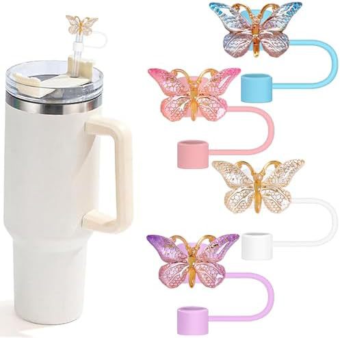 Butterfly straw cover, lindo Butterfly straw cover, compatible   30 y 40 onzas de vidrio con mango