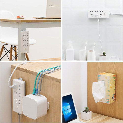 Multi-functional plug organizer, no drilling wall-mounting plug strip, invisible adhesive, wall-mounted power strip outlet, invisible storage