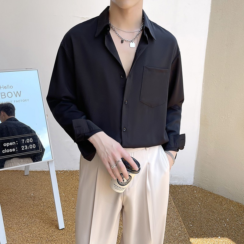 古巴领长袖衬衫男春季2025新款轻熟风男装高级感防晒痞帅冰丝衬衣|undefined