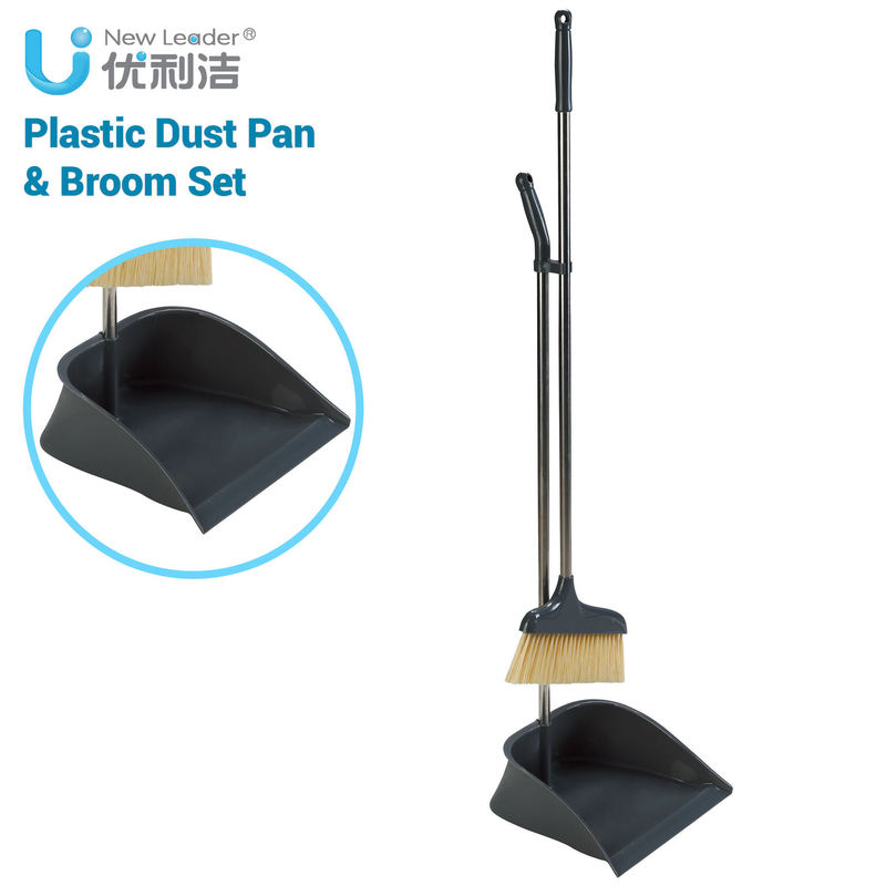 Deepened dustpan and broom with large capacity storage, long-handled PP brush with soft bristles, suitable for multiple cleaning scenarios, wholesale