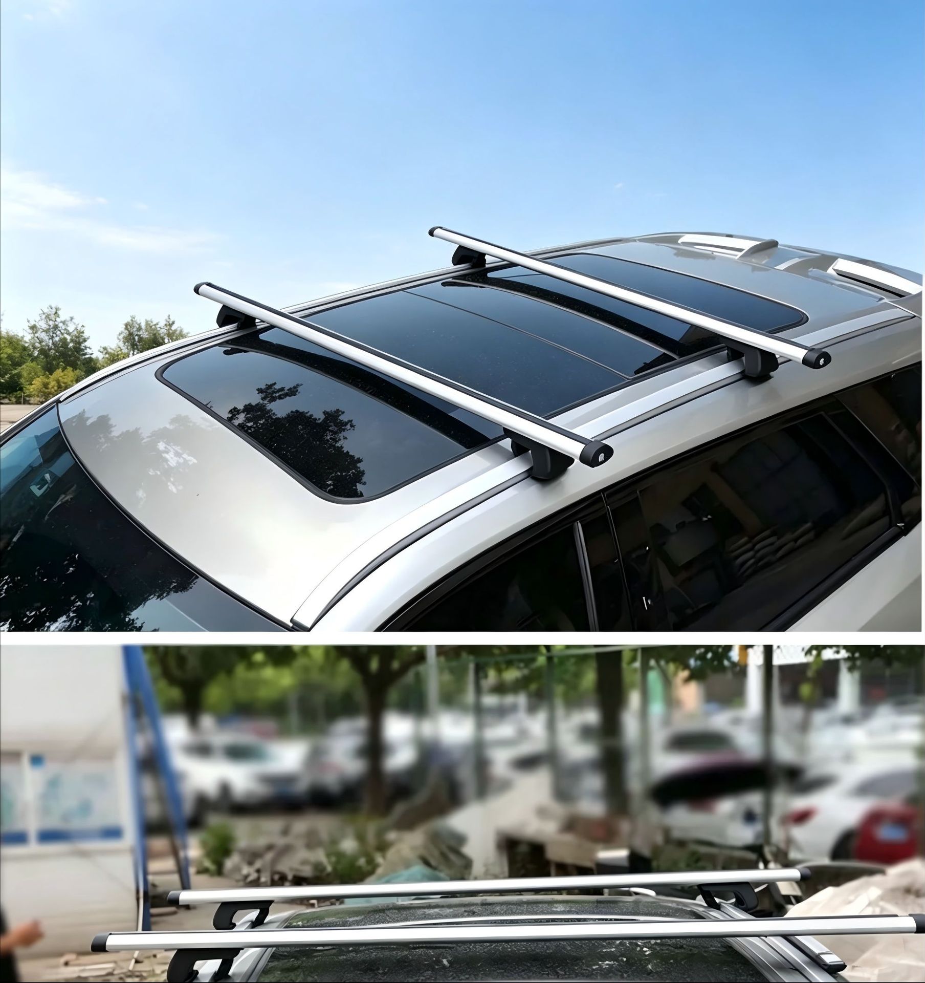 Universal Aluminum Alloy Roof Rack Crossbar for Suv Off-Road Vehicles, with Lock, No Drilling Required, Heavy-Duty