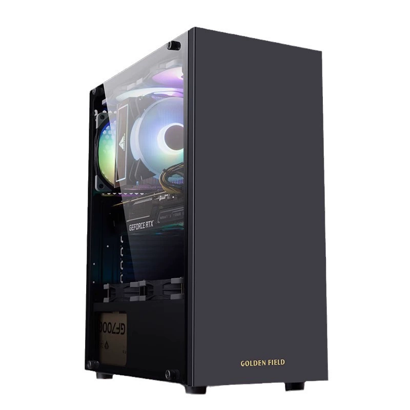 Корпус для компьютера ATX Jinhetian Fortune Shang Rui, полноразмерный, с прозрачной боковой стеклянной панелью, для офисного простого рабочего стола