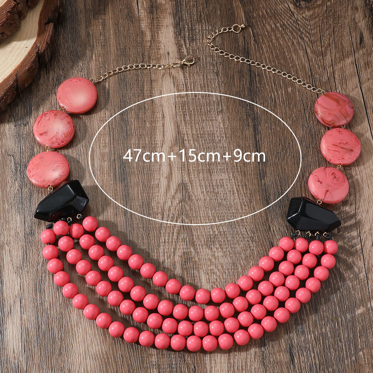 Retro Ethnic Style Bohemian Irregular Geometric Rhombus Resin Irregular Beaded Women's Earrings Necklace Jewelry Set display picture 17