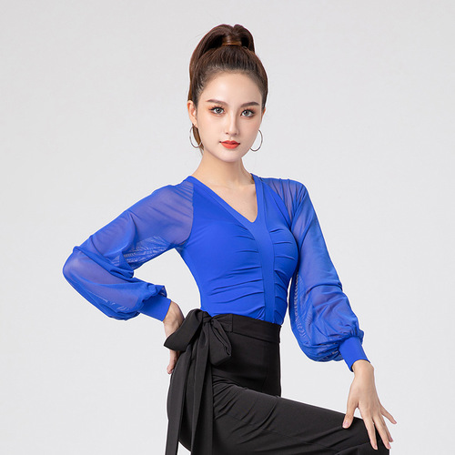 Jitterbug dance clothing new women's practice clothing tops national standard Latin dance body training clothing tops autumn and winter
