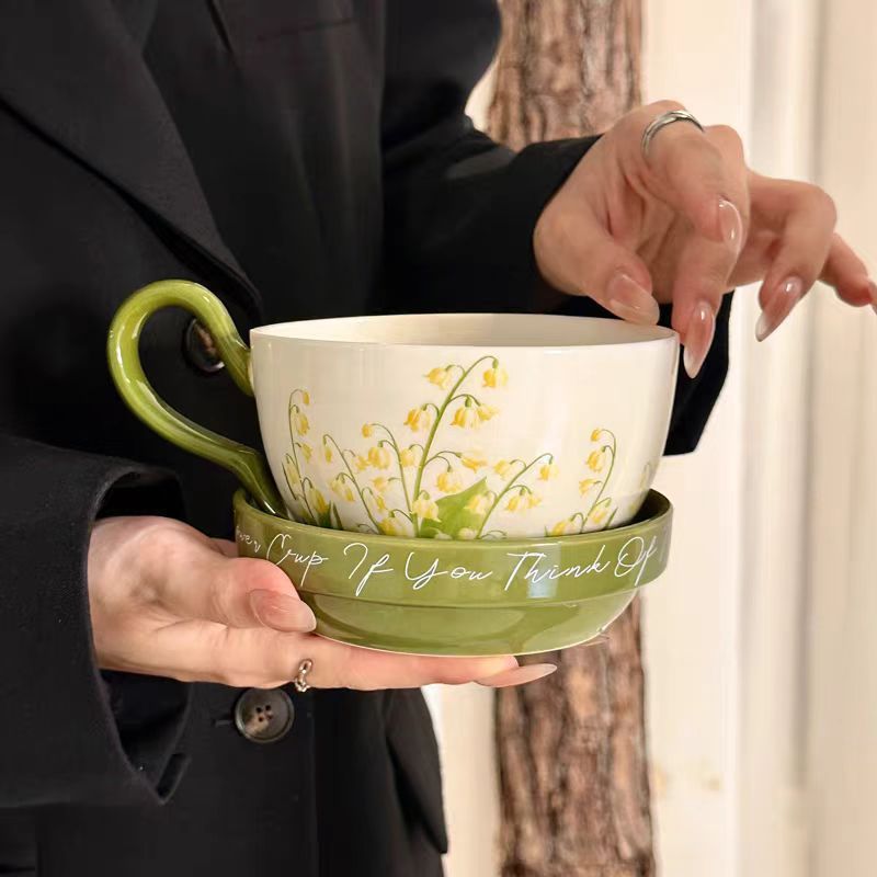 复古咖啡杯碟套装情侣对杯马克杯创意盖碟两用陶瓷杯子女生日礼物|undefined