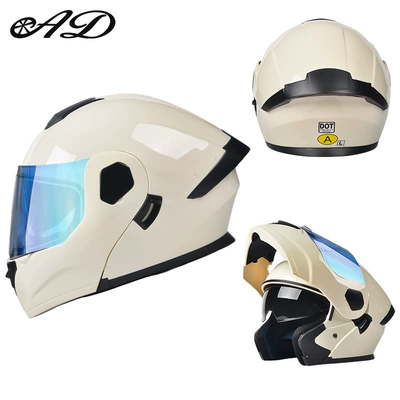 Motosiklet kaskı (dəbilqə) – Foreign Trade 3C Certified Motorcycle Helmet - dot3c-beige-aurora-blue-mirror-hd-mirror-m-size-55-56cm