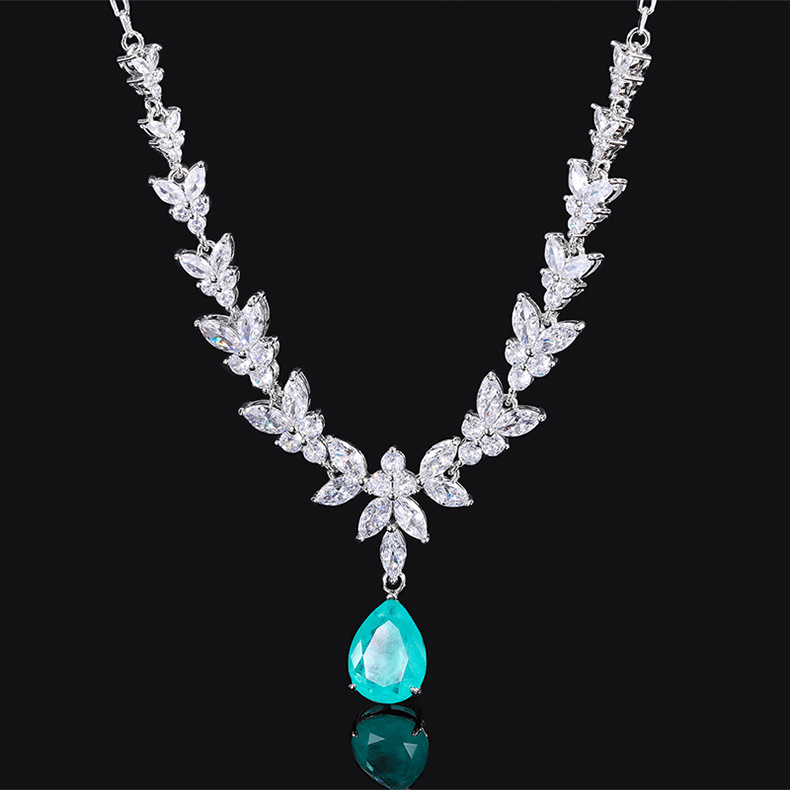 Fashion Water Droplets Gold Plated Inlay Zircon Womenu0027S Pendant Necklace 1 Piece