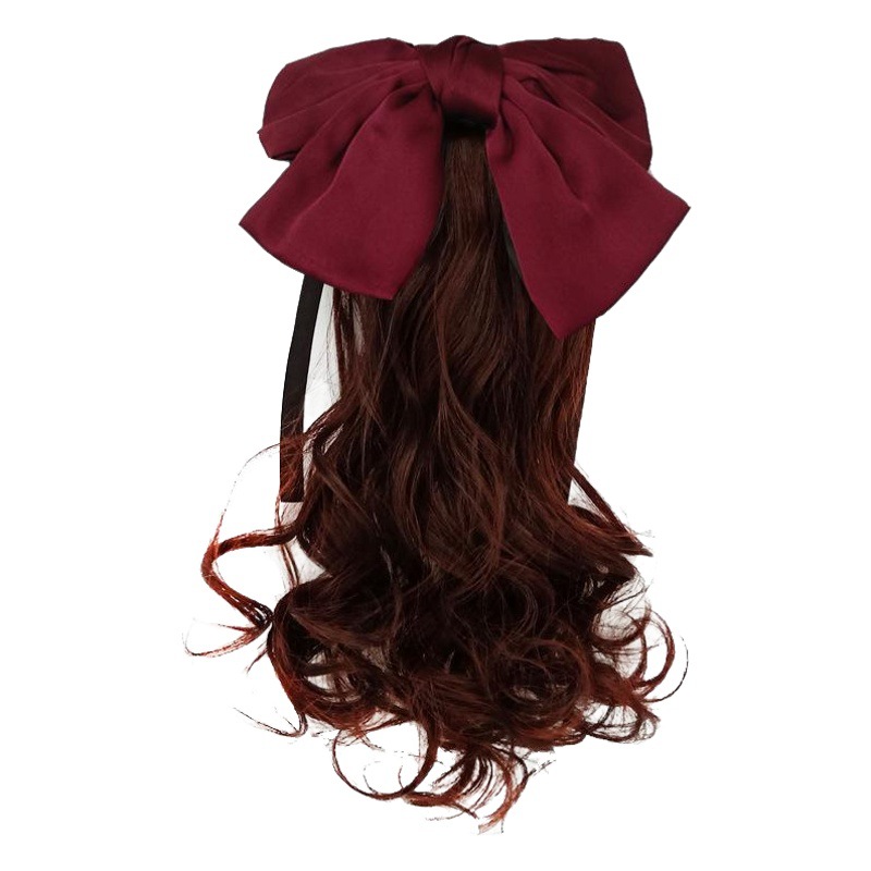 Peluca de cola de caballo para niños Peluca de arco de pelo rizado de longitud media para niñas Cola de caballo atar rollo Cola de Caballo accesorios para el cabello para niños