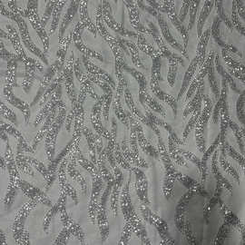 珠片珠管泡珠面料 亮片珠管绣 蕾丝网纱面料 婚纱礼服连衣裙面料
