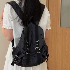 懦夫救星星之古早味书包黑色后背包上课通勤女学生日杂百搭双肩包