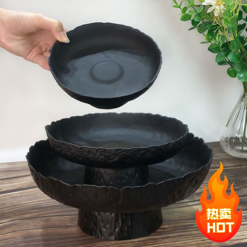 Frosted Ice Dew Tall Fruit Plate Snack Snack Plate High-Value Glass Dried Fruit Plate Living Room Tea House Decoration