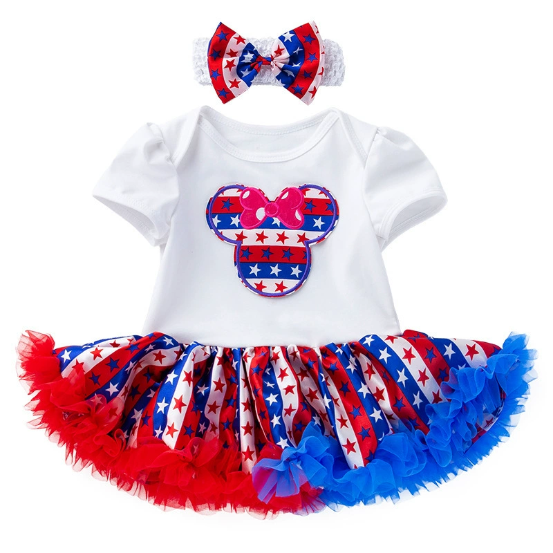 Bodysuit girl's, dress, skirt, summer clothing, children's small princess costume, hair accessory, set, with short sleeve