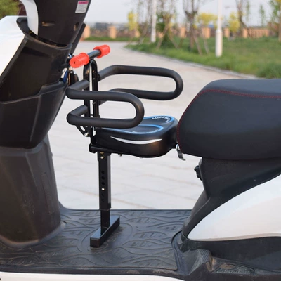 child seat for electric — Motorcycle child seat - new-blue-triangular-folding-handrail-comes-with-anti-collision-pad