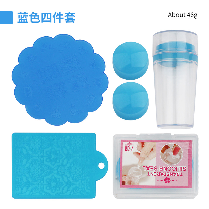 Nuevo juego de raspador de sello de 4 piezas con estampado de uñas francés, cabezal de sello de silicona multiusos, herramienta de transferencia de pintura en stock