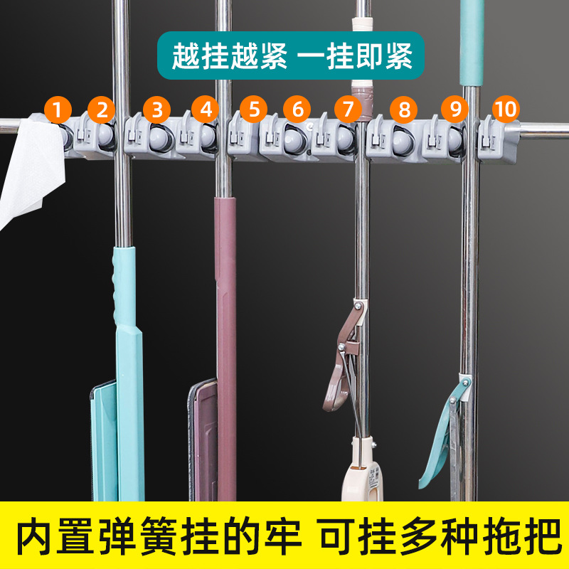 Acero inoxidable móvil fregona rack de almacenamiento hotel restaurante piso fregona rack balcón escoba fregona rack