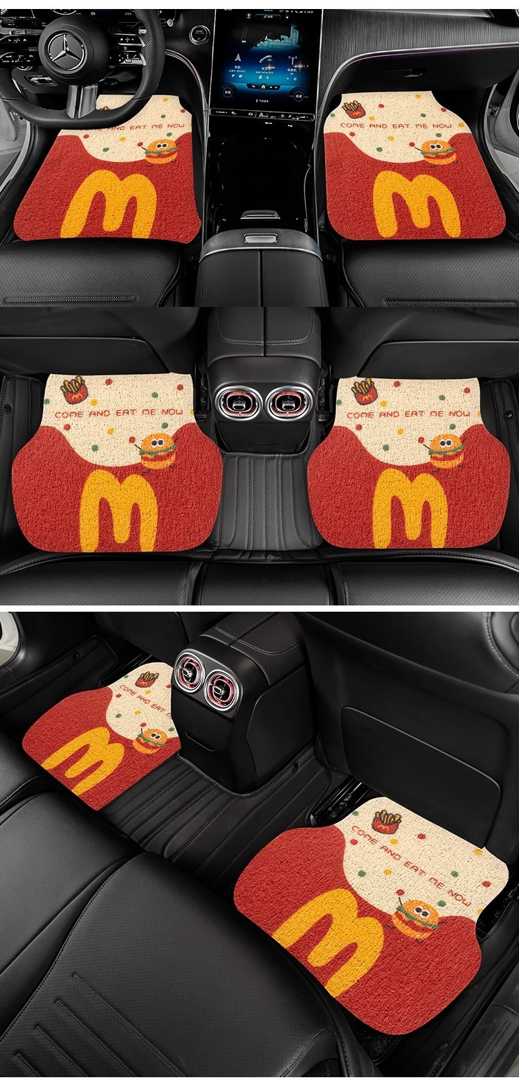 Universal Car Floor Mats, Car Foot Mats, Driver's Wire Ring Car Carpets, Car Foot Mats, Cute Cartoons