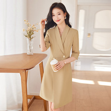 新款连衣裙女中袖连衣裙职业工作服显瘦2385
