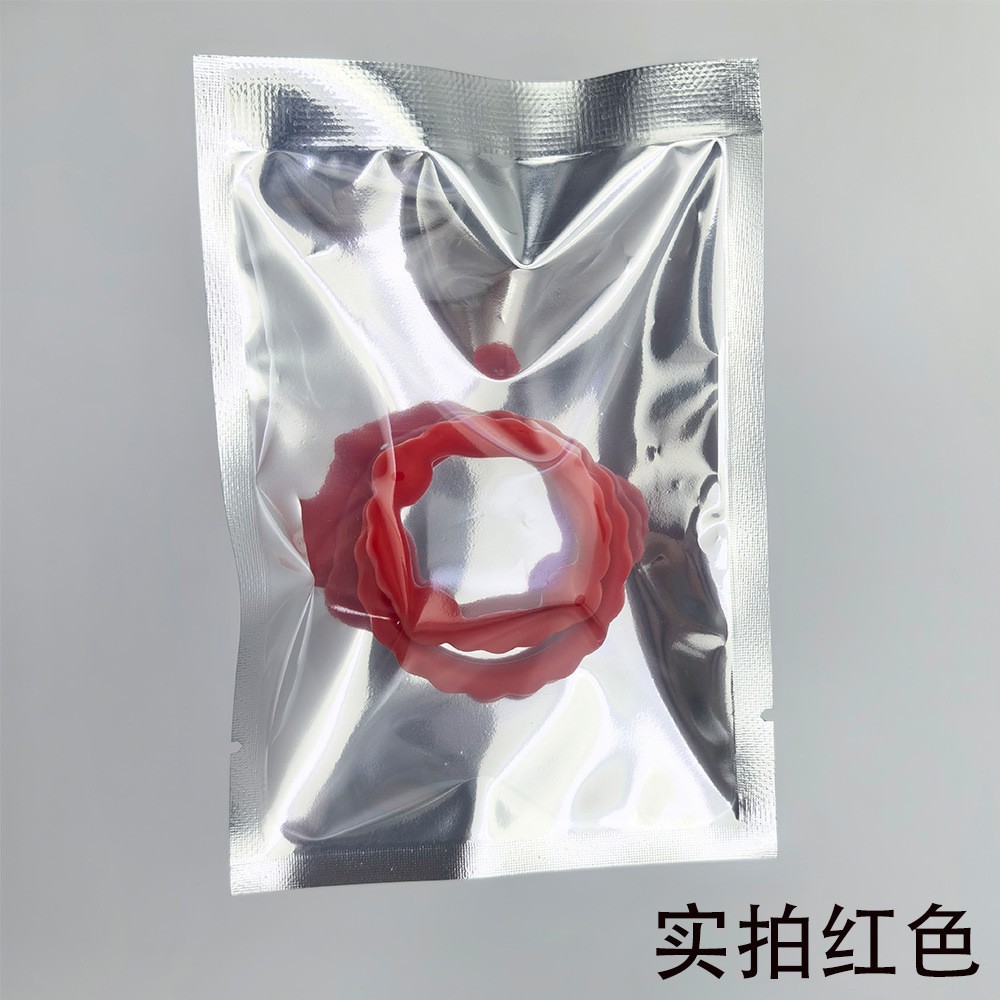 Locking Double Ring Silicone Delay Cock Ring, Black, Non-vibrating — detail image 4